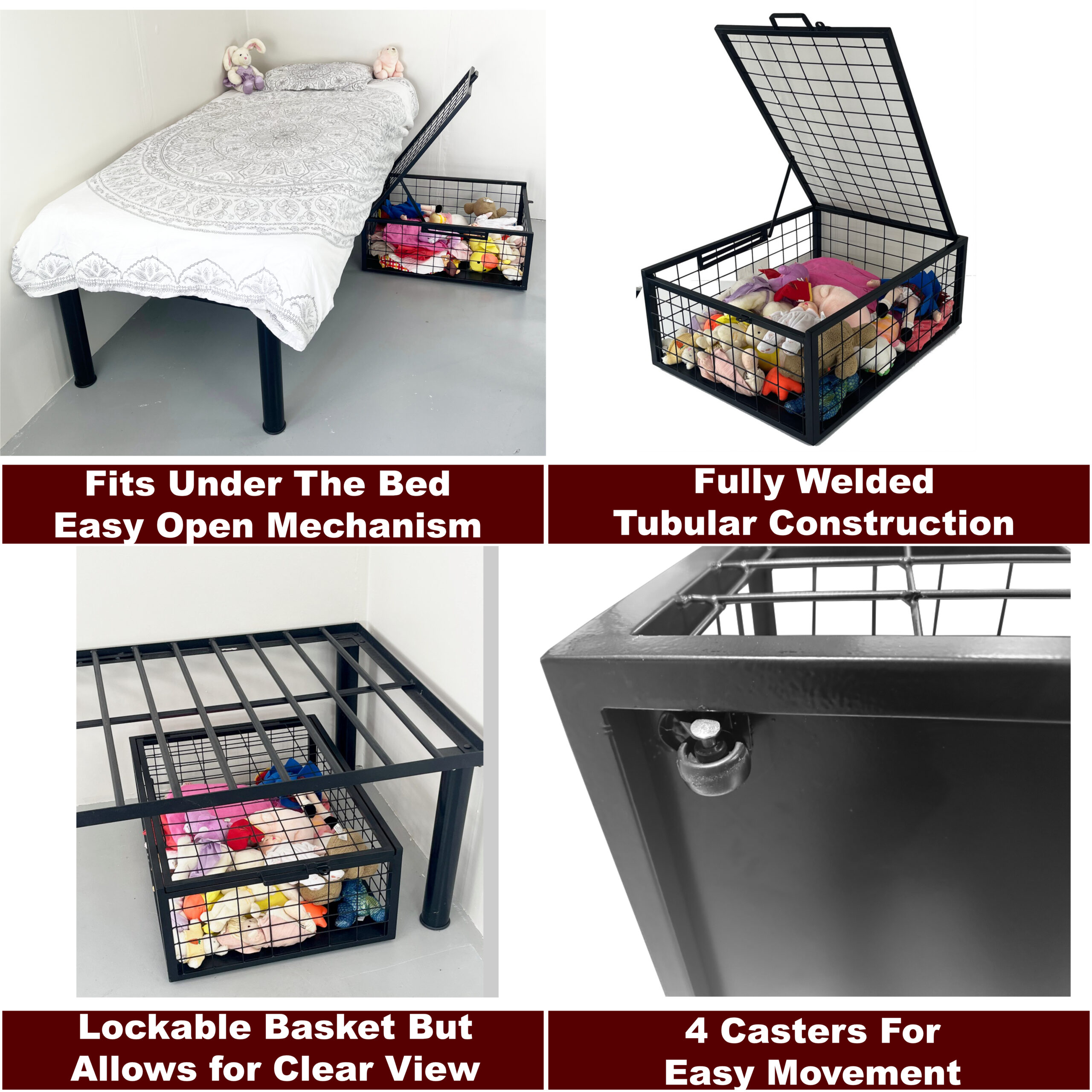 Underbed Rolling Basket Closeups Features