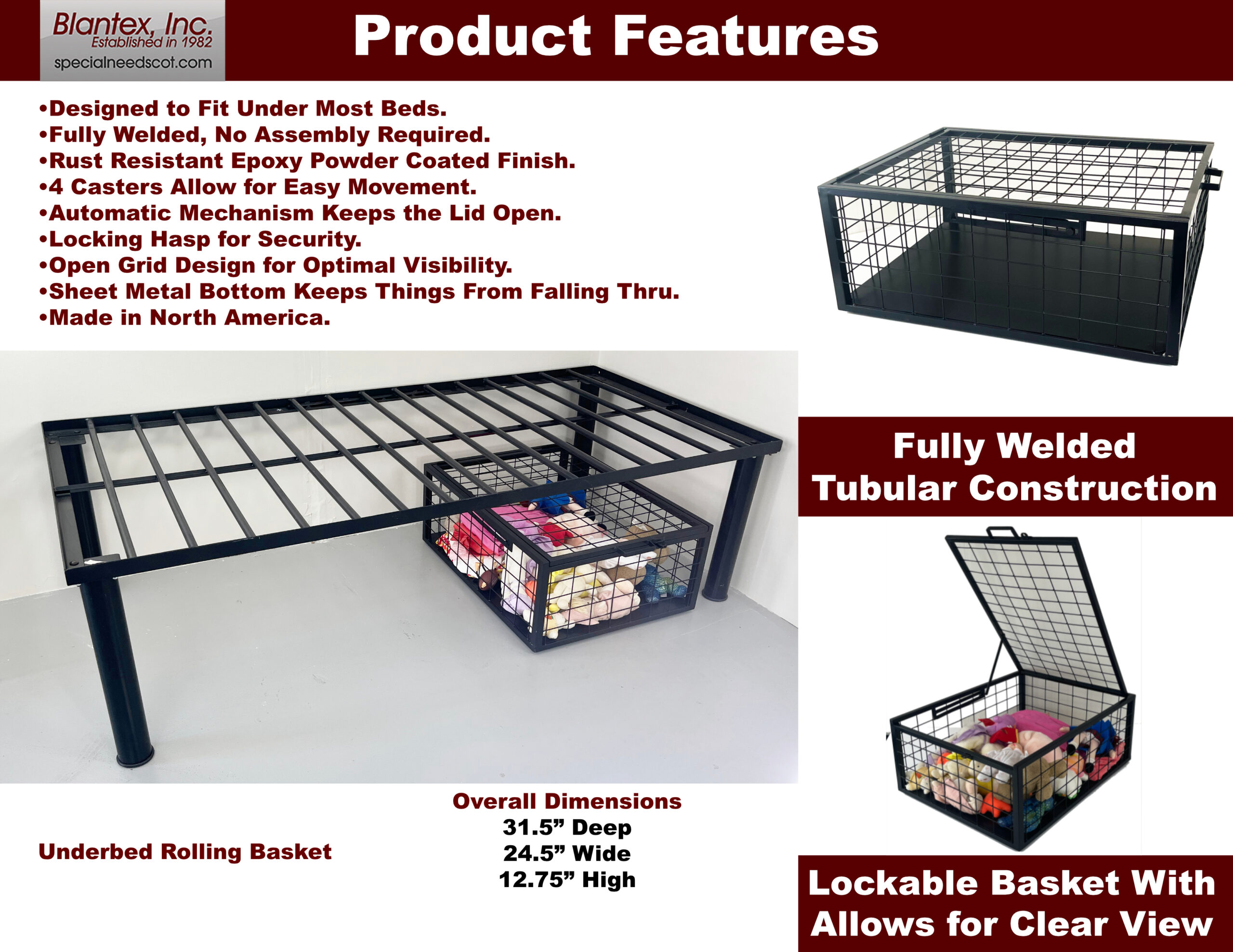 Underbed Rolling Basket Features